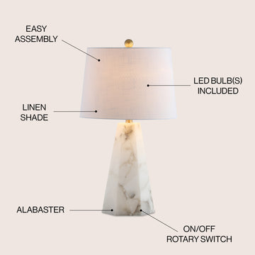 Xio 25.5" Alabaster LED Table Lamp - JONATHAN Y